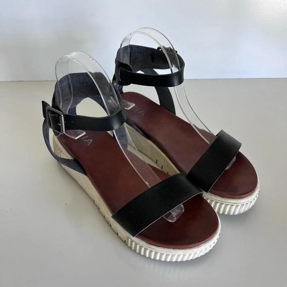 MIA Women’s Lunna Black Platform Ankle Strap Sandals - Picture 1 of 10